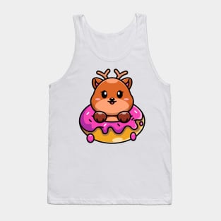 Cute baby deer with doughnut cartoon Tank Top